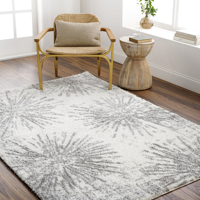 Tapis performance / gris tissé à la machine Jayneen, Rectangle 6 pi 7 po x 9 pi