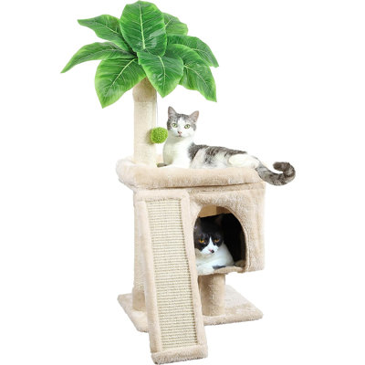 Tour pour chat 33 '' Arbre à chat Palmier d'intérieur Grand perchoir avec planche à gratter