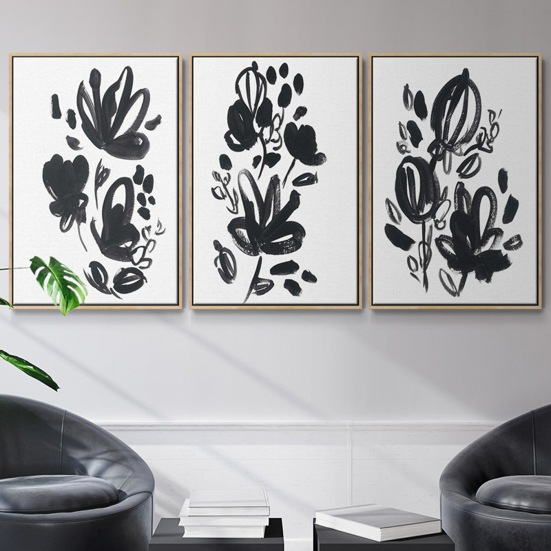 Ensemble de 3 toiles tendues Cameo Bloom, H 36 po x l 72 po, Naturel