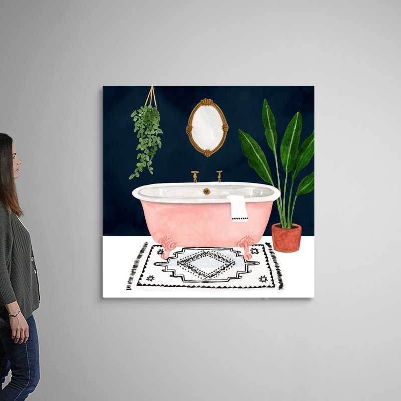 " Boho Bath II " Painting Print, Wrapped Canvas, 48" H x 48" W x 1.25" D