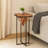 Cherine Pyramid Shape Acacia Wood Side Table With Cross Iron Base, Brown and Black-256913270