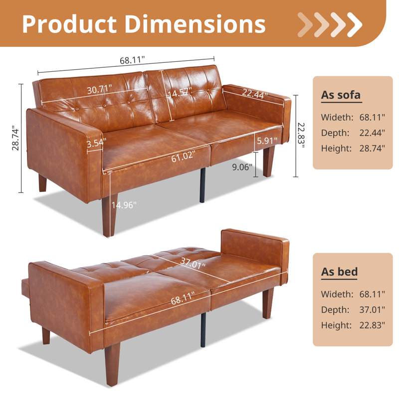 Taeler Futon Sofa Bed, Convertible Fabric Futon Couch Bed, Loveseat Sleeper Sofa, Daybed for Living Room, Apartment, Office