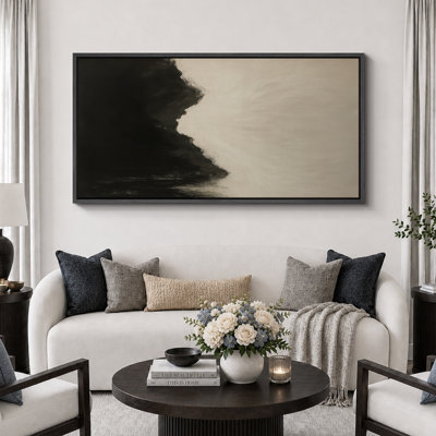Large Framed Canvas Print Wall Art - Neutral Abstract Print for Minimalist Modern Wall Decor