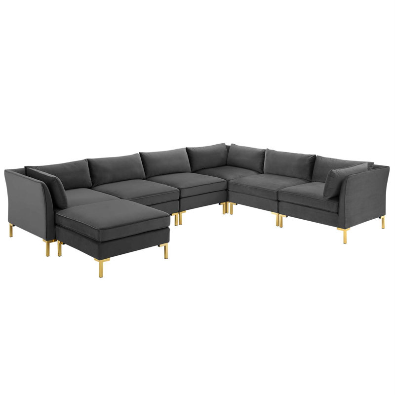 Ardent 7-Piece Performance Velvet Sectional Sofa, Gray