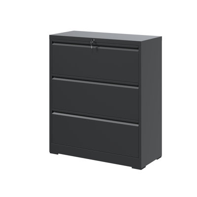 35.43"W 3 Drawer Metal Lateral File Cabinet with Lock for Home Office - A4/Letter/Legal Size by Inbox Zero