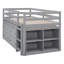 Lit mezzanine simple gris avec bureau et rangement, fabrication en bois massif pour une durabilité de rangement sur tablette latérale - Conception compacte-675481200-675481203