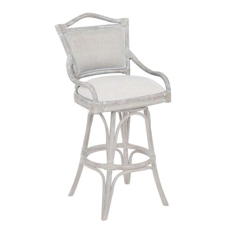 Cilurso Swivel Upholstered Counter Stool, White Beige