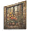 Fenêtre de ferme jaune et verte I - fenêtre florale sur bois-88168165