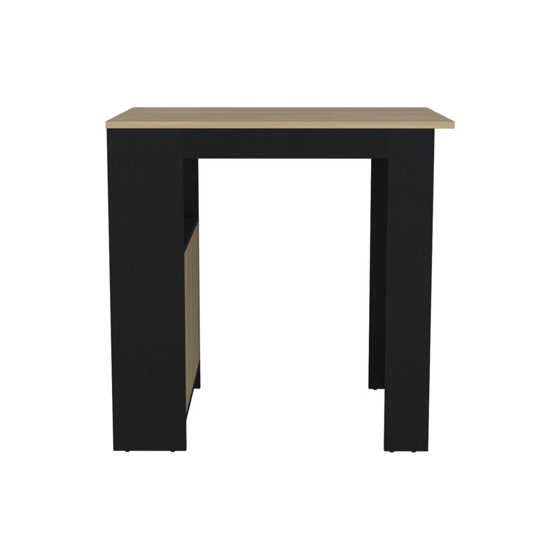 1-Door Cabinet Kitchen Island In Black/Natural Oak With Side Shelf Space Black And Natural Look