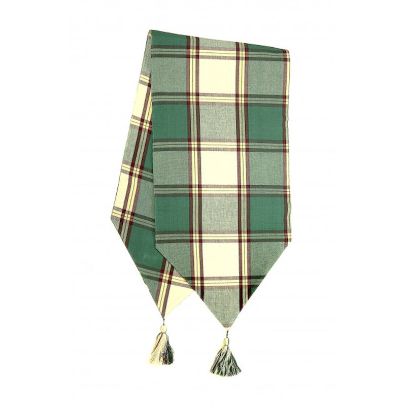 Chemin de table Provence Check, L 54 po x l 13 po, Vert / brun / crème