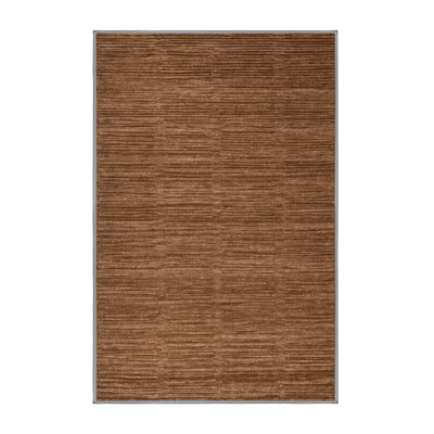 Machine Washable Solid Brown Area Rug