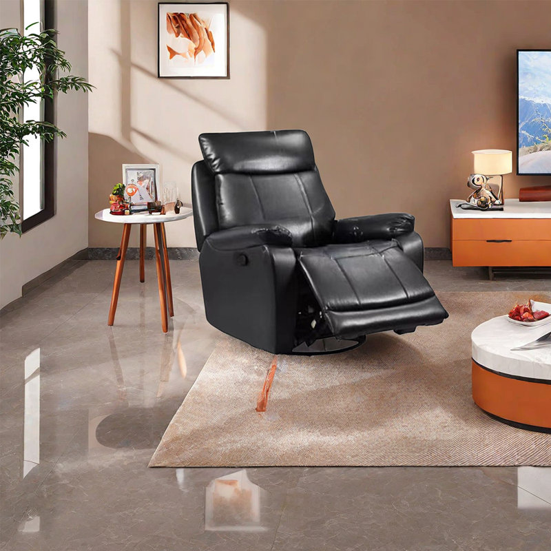 Fauteuil inclinable en similicuir Morehart, Similicuir noir