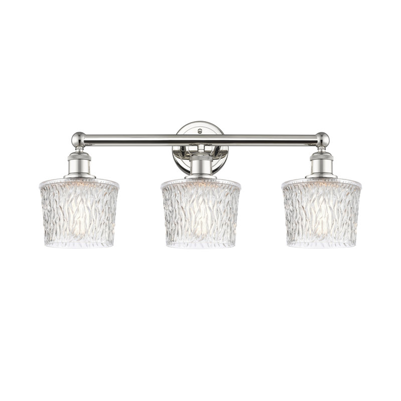 Éclairage pour meuble-lavabo de salle de bain 3 lumières 24,5 pouces Pascaline, Nickel poli