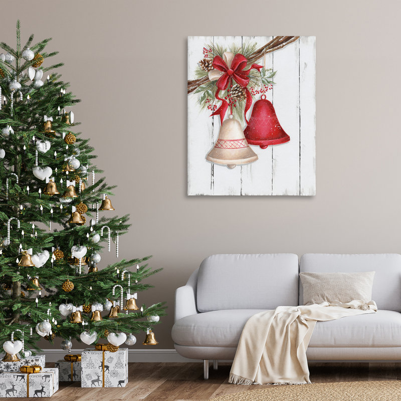«Rustic Winter Bells», art mural sur toile par Emma Leach, H 48 po x l 36 po