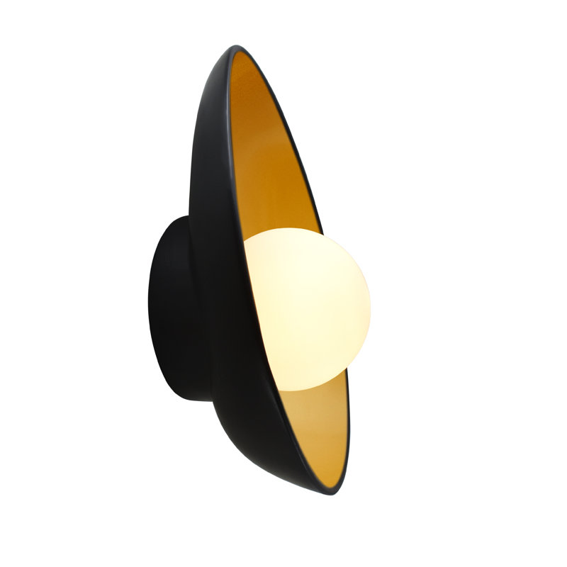 Azem Ceramic Wall Sconce, Carbon Matte Black/Champagne Gold