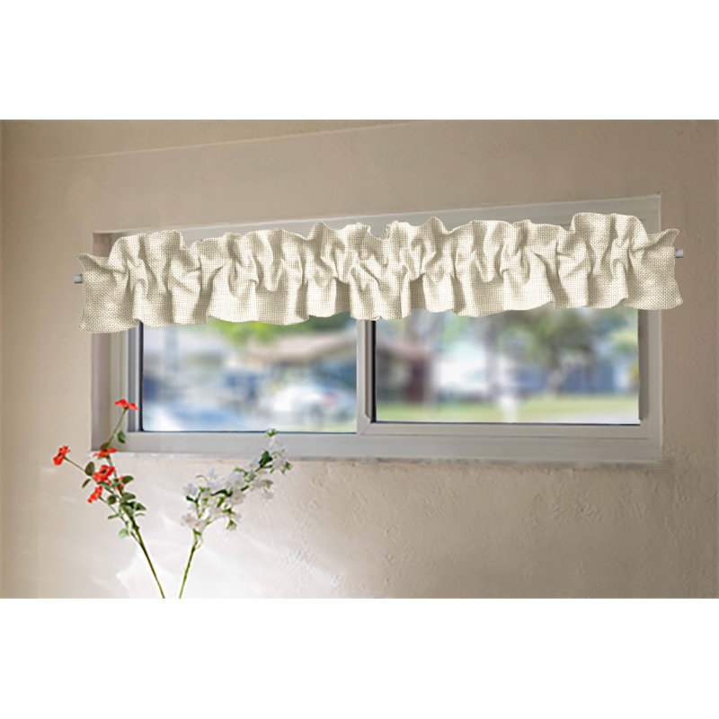 Ruffled Window Valance, 120" W x 9" L, Ivory
