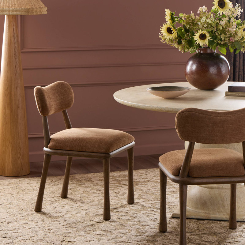 Juna Upholstered Dining Chair, Brown, Vintage Brown Oak