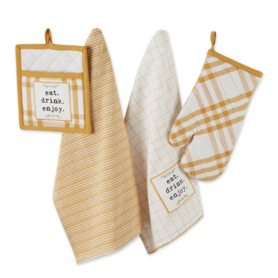 Design Imports Striped Cotton Potholder & Oven Mitt Set