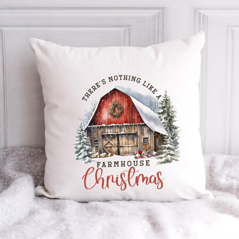 Coussin en polyester Christmas Farm, 16 po x 16 po