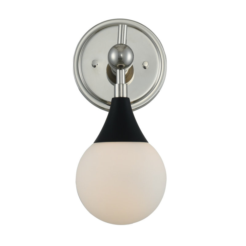 1 LT Matte Black w/ Polished Nickel Bath Wall Sconce Kalco