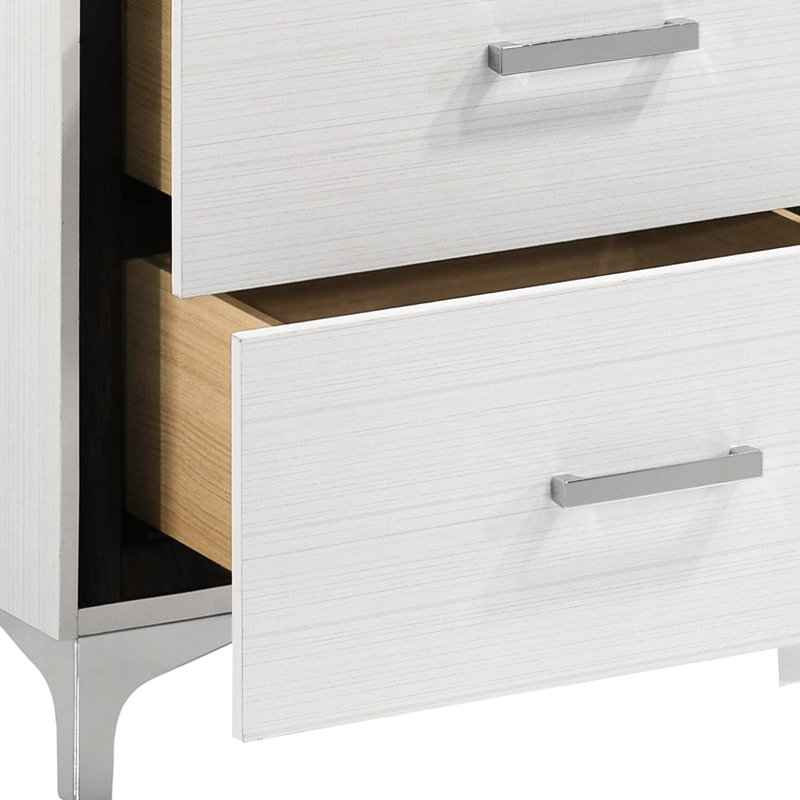 Bedroom 2 Nightstand, White - Classic Style With English Drawers And Metal Glides Nightstand For Convenient Bedside Table Center