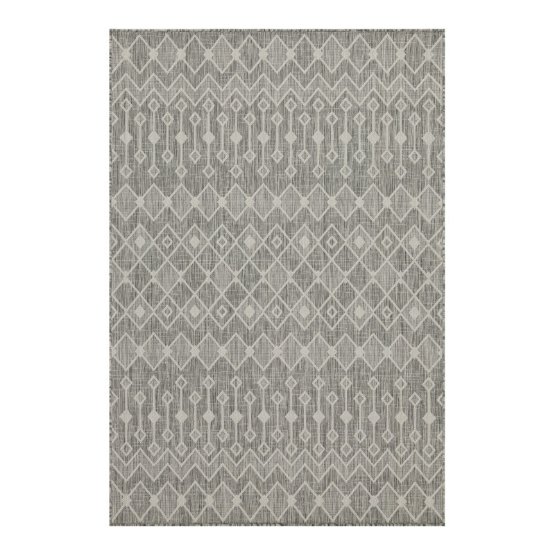 Sunshine GC_HAR2021 Silver 2'7'' x 7'3'' Indoor/Outdoor Area Rug - Durable Polypropylene, Pet Friendly & Stain Resistant Modern Rug