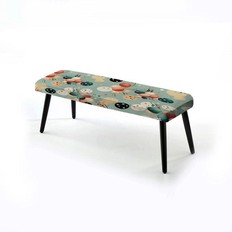 Coral And Blue Elegant Polka Dots Bliss - Polka Dots Upholstered Black Bench
