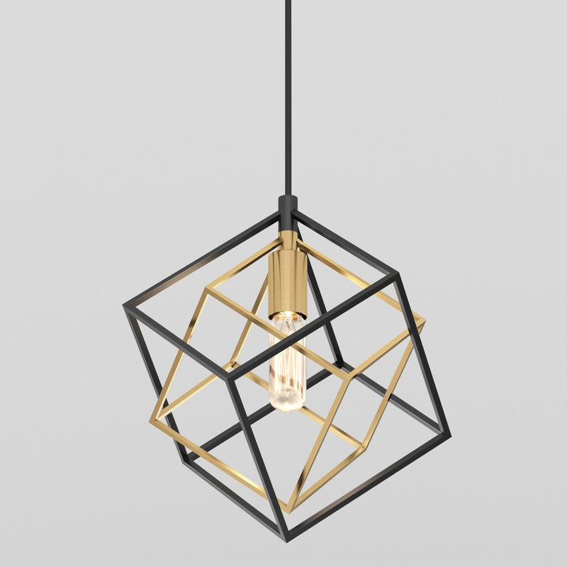 Luminaire suspendu carré à 1 lumière Tongai, Noir