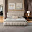 Grand lit tapissier, cadre de lit rembourré confortable, tissu chenille, avec tête de lit et cadre de lit solide. Avec tiroir pour le rangement - Gris foncé (88,5 po x 68,5 po x 31 po)-586800413-578973911