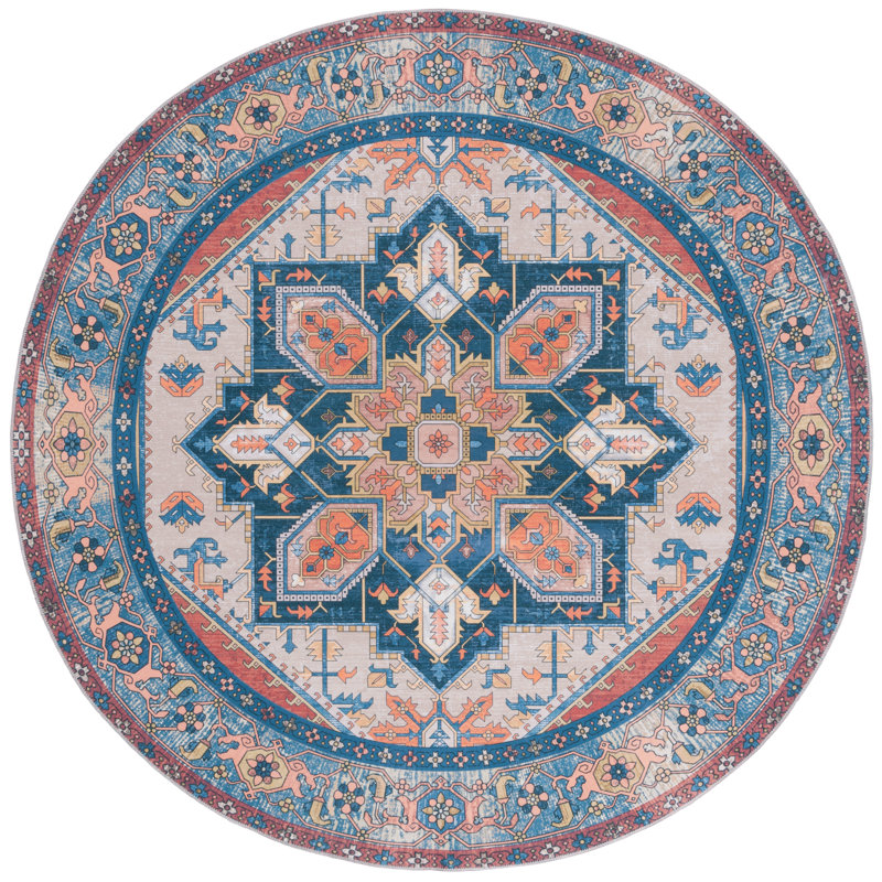 Alisha Area Rug with Non-Slip Backing, Round 6'