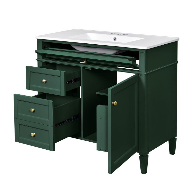 Meuble-lavabo 36 po avec lavabo supérieur, Vert