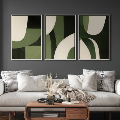 Framed Canvas wall Art, Vintage Abstract Wall pirnts for Bedroom