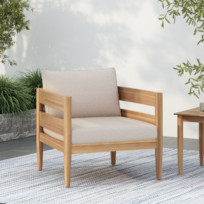 Chaise longue de patio en bois d'acacia avec coussins amovibles Adria