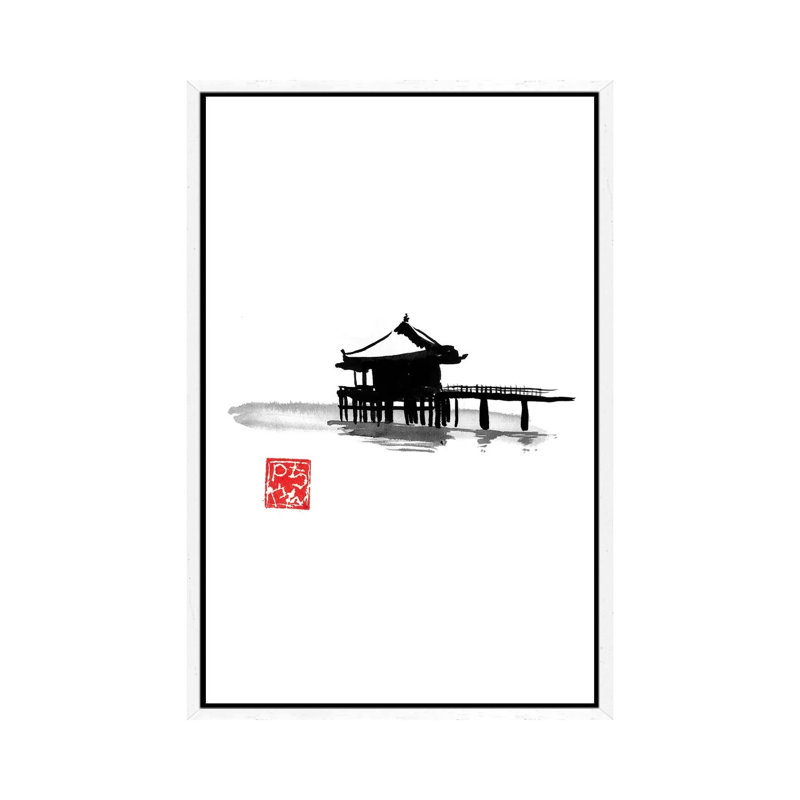 Bungalow by Péchane - Painting on Canvas, White Framed, 152.5 cm H x 101.5 cm W