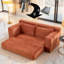 Canapé avec causeuse avec mousse à mémoire de forme et structure en acier - sans assemblage, conception convertible 2-en-1, tissu en velours côtelé - canapé compact pour les petits espaces, les appartements, le bureau à domicile et la chambre à coucher (orange)