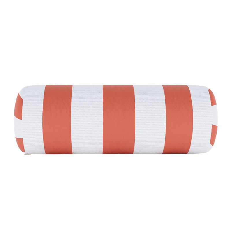 Coussin intérieur / extérieur Amala Sunbrella®, Blanc / rayures orange