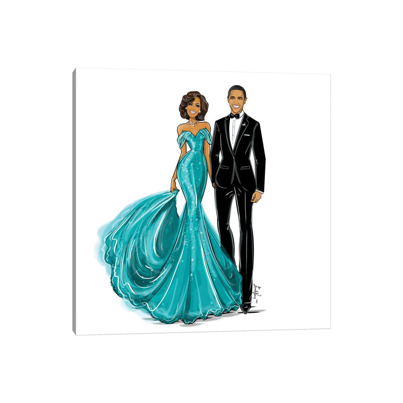 Michelle And Barack Obama by Emma Kenny - Print on Canvas, 66.04 cm H x 66.04 cm W x 1.91 cm D, Wrapped Canvas
