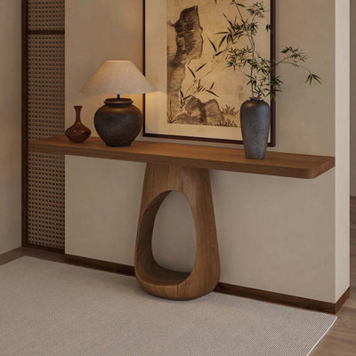 Artistic Chinese-Style Solid Wood Entryway Console Table