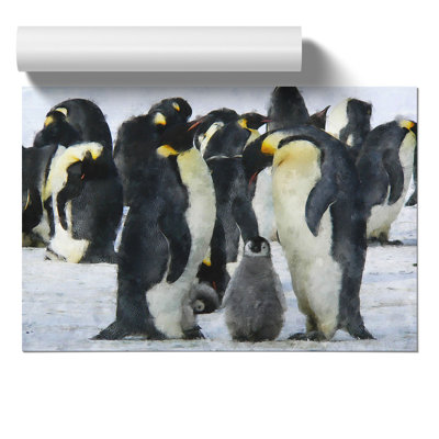 Emperor Penguins Painting - Frameless Print