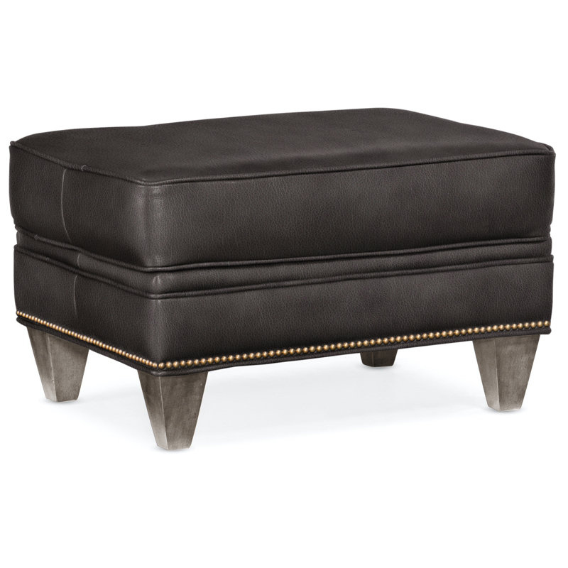 Reddish Ottoman, Stone, French Natural, Aline Fumo Genuine Leather