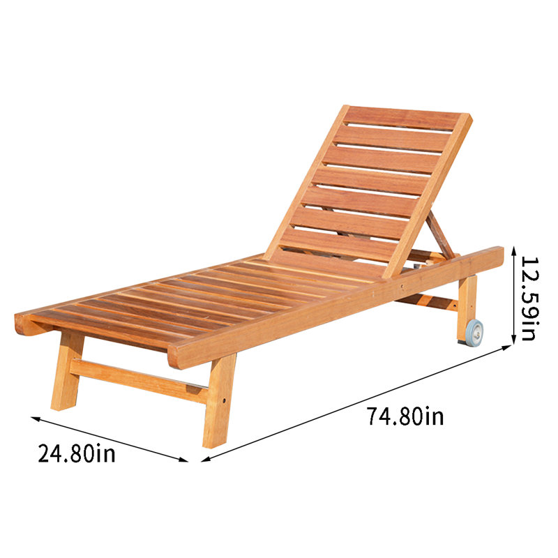 Jewelean Outdoor Wood Chaise Lounge