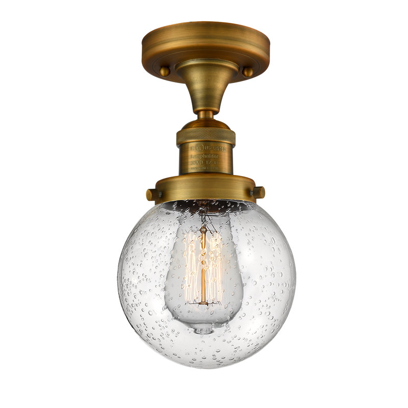 Plafonnier semi-encastré simple sphère 6 po Araujo, Laiton brossé, Grainé, Ampoule DEL 6 watts Vinage