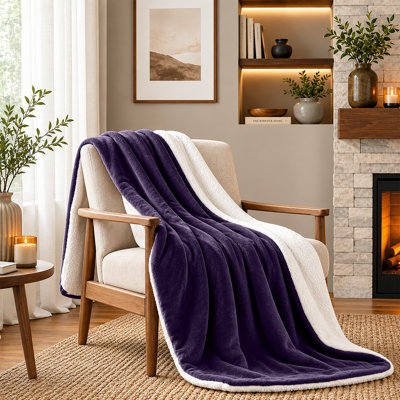 Sherpa Fleece Fur Thick Reversible Blanket Throw