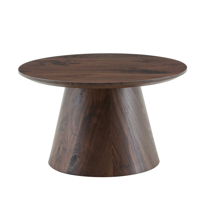 Walnut Wood Grain Medium Density Fiberboard Circular Coffee Table - Diameter 23.6 Inches, Height 13.7 Inches Walnut Wood Grain Veneer, Exquisite Texture, Flexible Adaptation To Circular Tabletop.