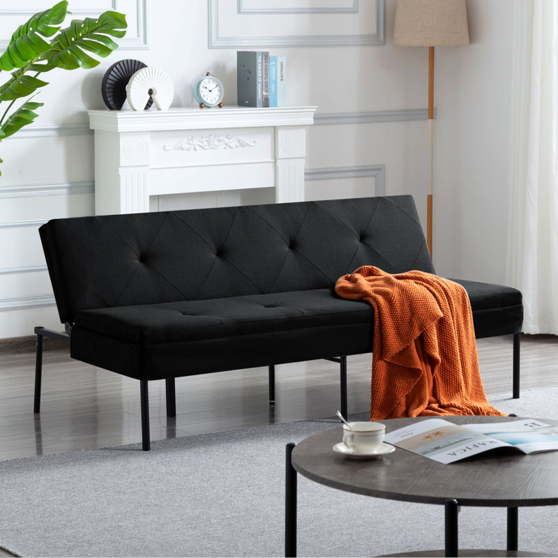 Canapé-lit futon pour 3 personnes avec dossier réglable et structure en métal