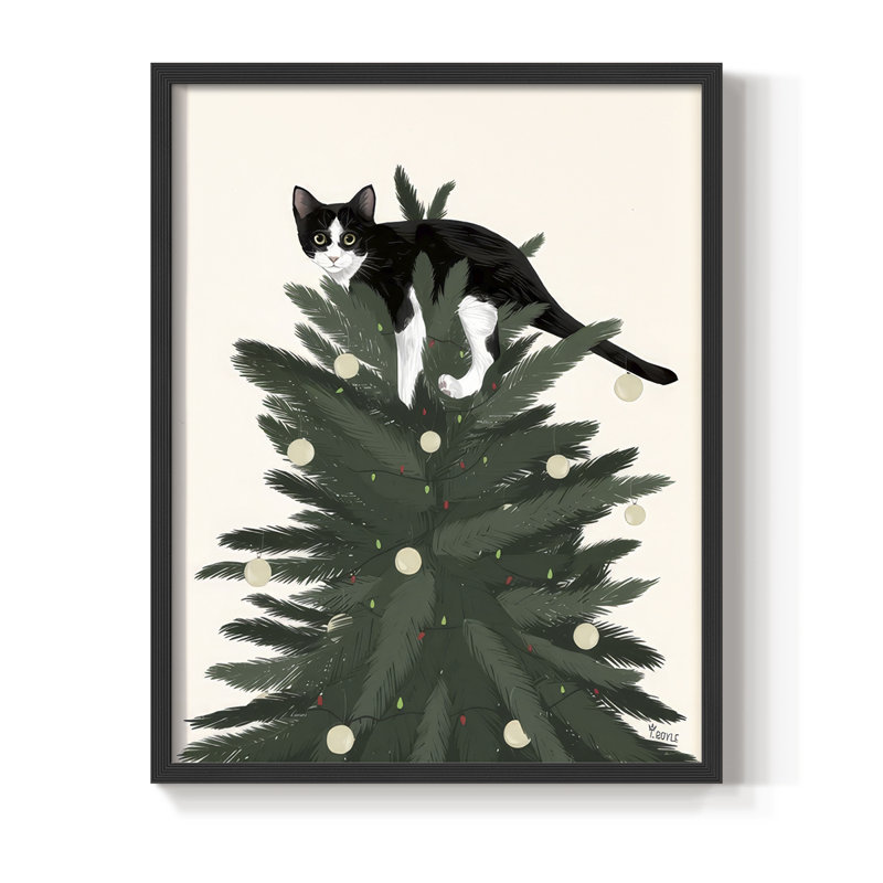 «Rascal Cat V», reproduction encadrée - bois massif, Noir, noir, noir, noir, H 21 po x l 17 po