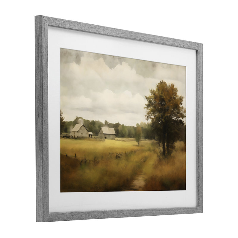 Reproduction sous verre encadrée Old Country, Cadre de ferme gris, H 13 po x l 16 po