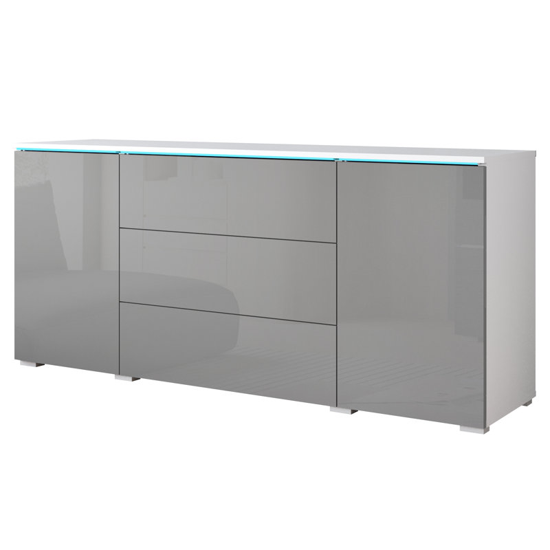 Borislav Laminate Standard Accent Chest, White/Grey