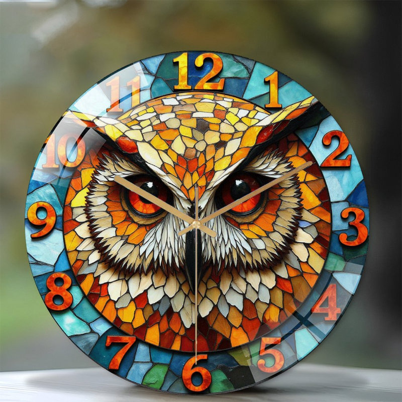 Horloge murale hibou - art décoratif 12 po