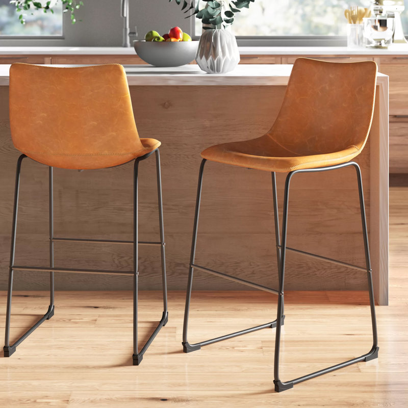 Williams Upholstered Counter Stool with Metal Frame, Tan